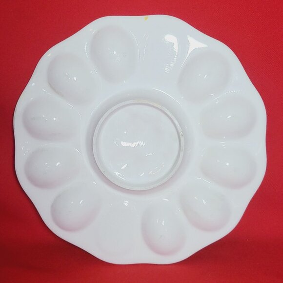 Deviled Egg Plate Serving Platter Tray Fruit Floral Center - Picture 3 of 10